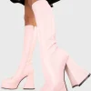 Lamoda Colourful | Pink^Black Swan Platform Knee High Boots