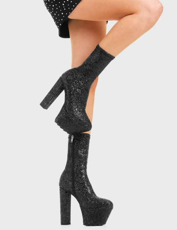 Lamoda Metallic | Platform Boots^Bling Platform Ankle Boots