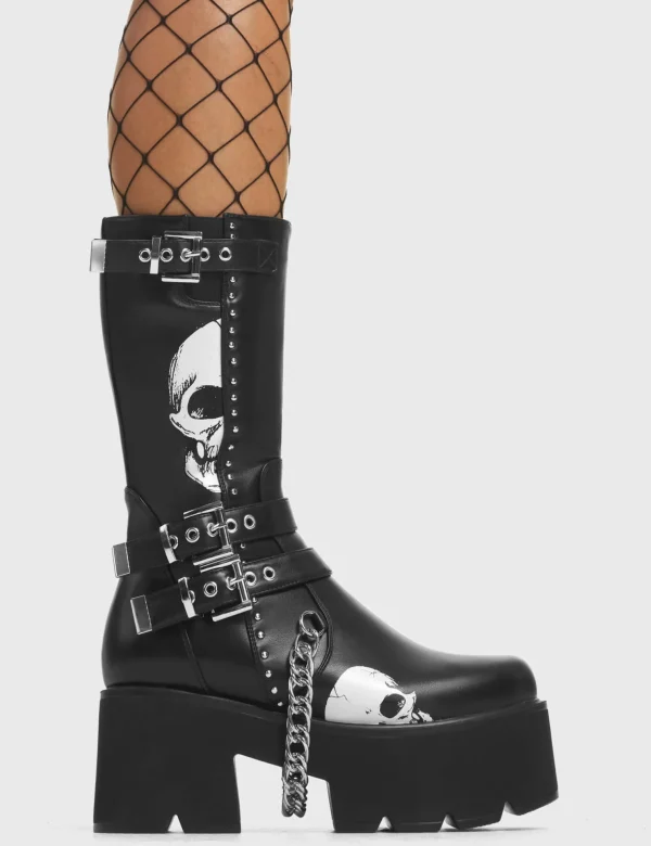 Lamoda Skulls | Platform Boots^Cemetery Gates Chunky Platform Calf Boots