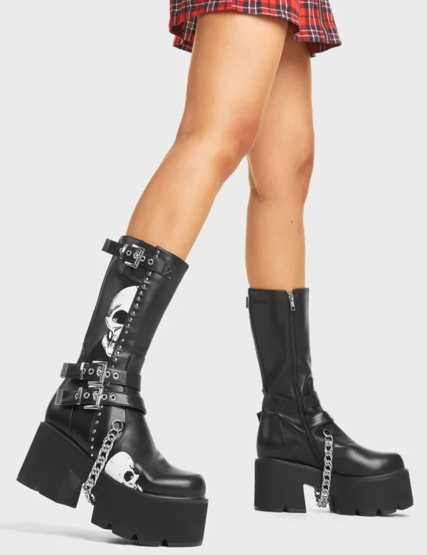 Lamoda Skulls | Platform Boots^Cemetery Gates Chunky Platform Calf Boots