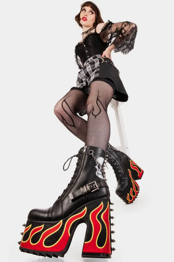 Lamoda Spikes | Flames^Expensive Pain Chunky Platform Ankle Boots