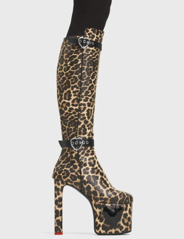Lamoda Animal | Hearts^Fuzzy Platform Knee High Boots
