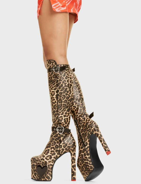 Lamoda Animal | Hearts^Fuzzy Platform Knee High Boots