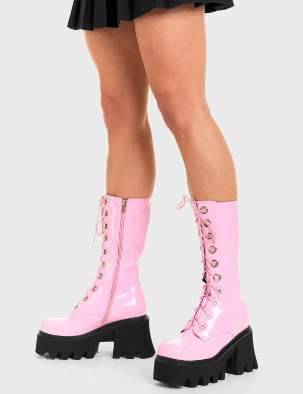 Lamoda Colourful | Pink^Get Paid Chunky Platform Calf Boots