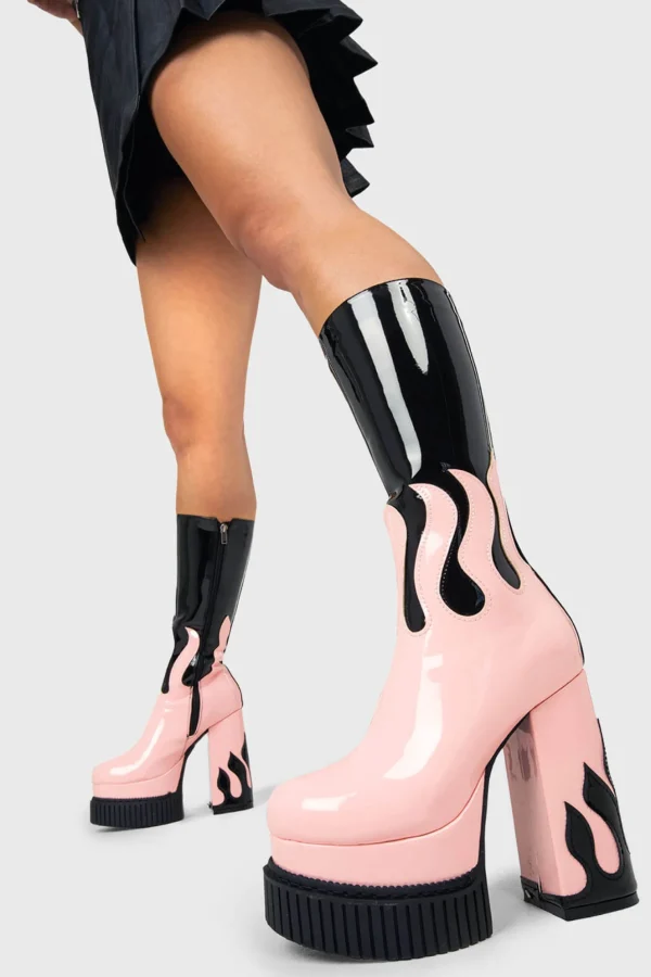 Lamoda Flames | Colourful^Ignite Platform Calf Boots