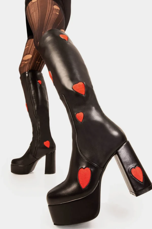 Lamoda Hearts | Wide Calf^Jam Tarts Wide Calf Platform Knee High Boots