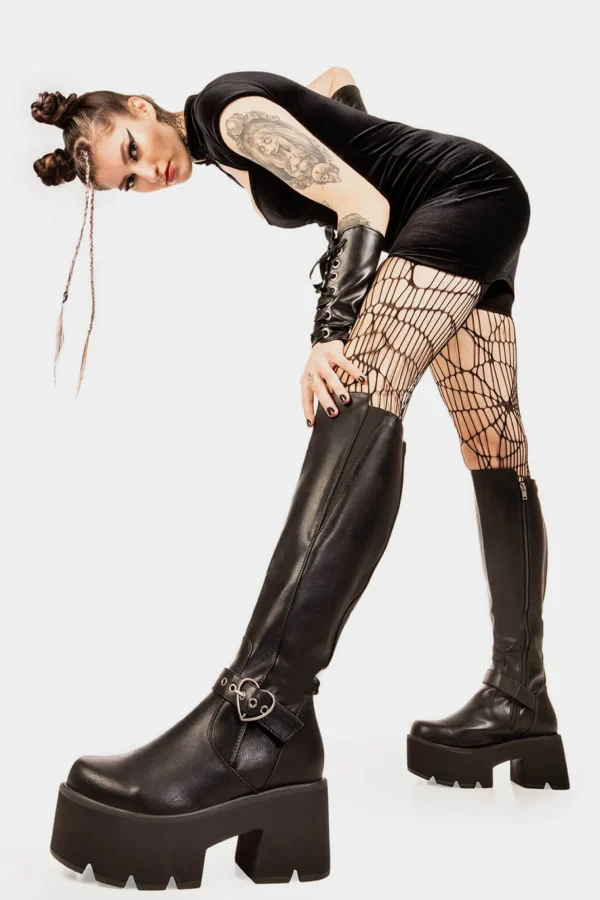 Lamoda Knee High Boots^Letter To My Lover Chunky Platform Knee High Boots