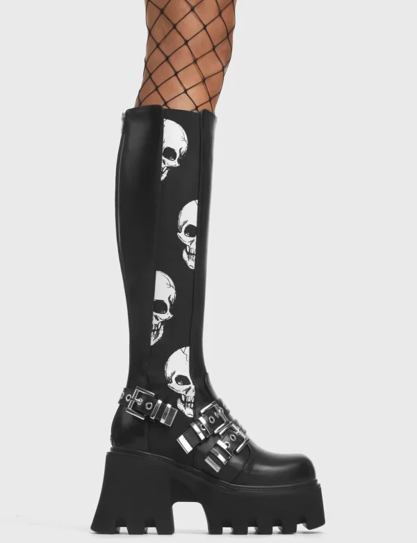 Lamoda Skulls | Platform Boots^Mayhem Chunky Platform Knee High Boots