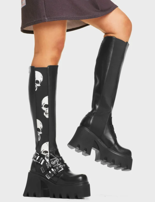 Lamoda Skulls | Platform Boots^Mayhem Chunky Platform Knee High Boots