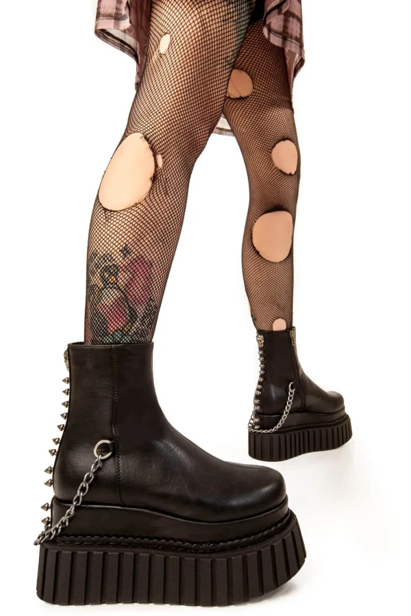 Lamoda Spikes | Skulls^Mine Forever Chunky Platform Creeper Ankle Boots