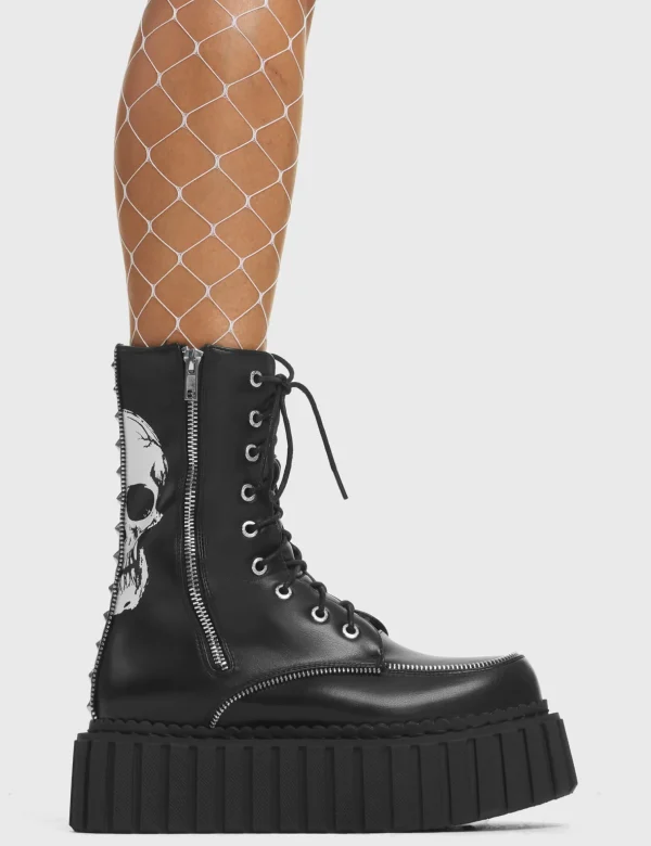 Lamoda Spikes | Skulls^Offend You Chunky Creeper Ankle Boots