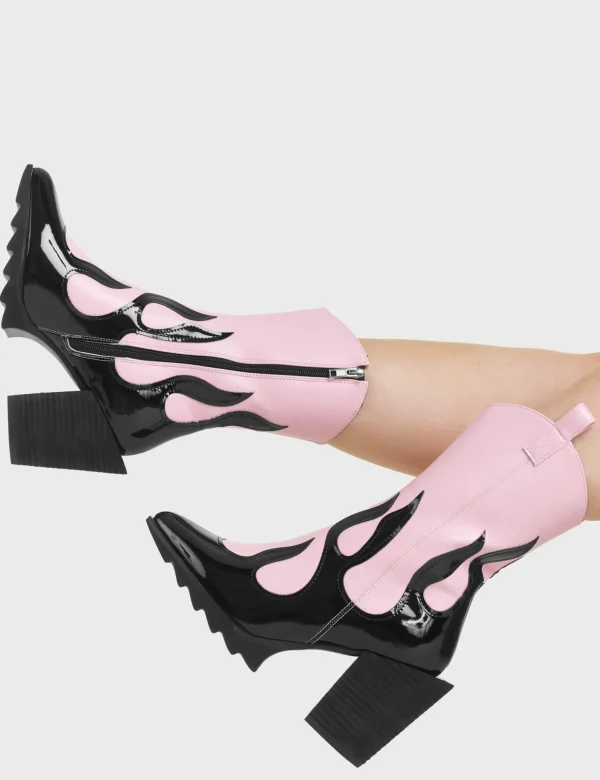 Lamoda Flames | Colourful^On Fire Western Ankle Boots