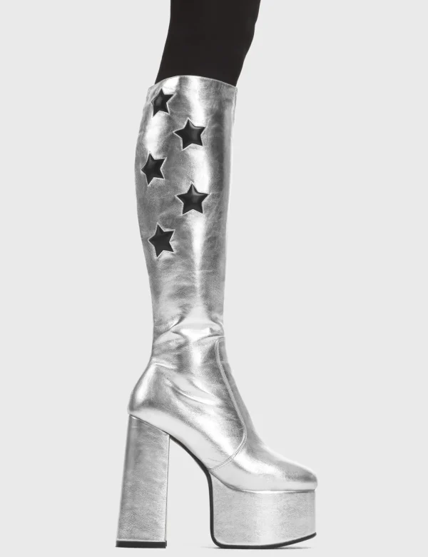 Lamoda Metallic | Knee High Boots^Reflections Platform Knee High Boots