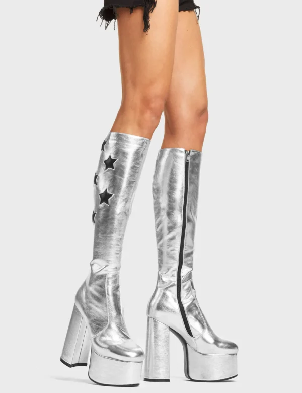 Lamoda Metallic | Knee High Boots^Reflections Platform Knee High Boots
