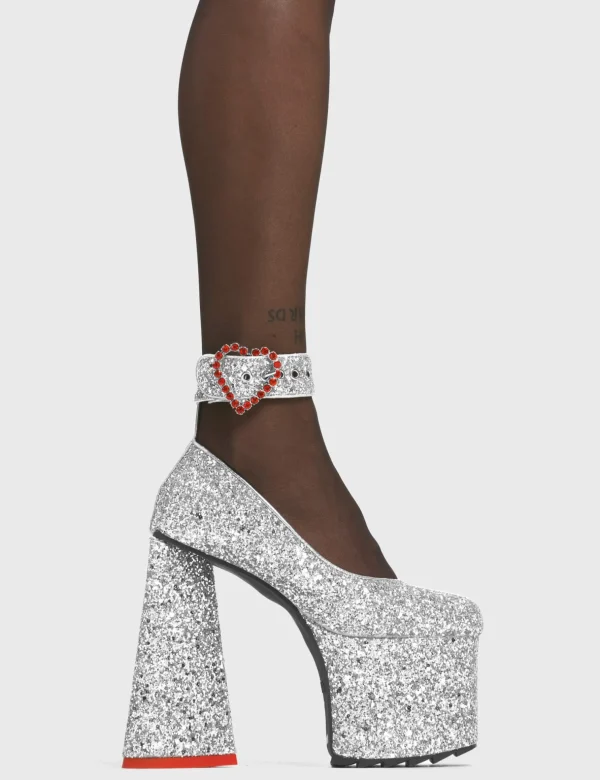 Lamoda Metallic | Hearts^Shimmer Platform Heels