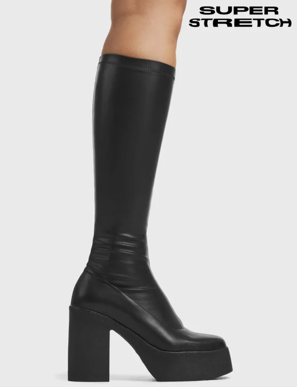 Lamoda Wide Calf | Super Stretch^Slick Nicks Super Stretch Platform Knee High Boots