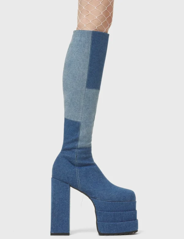 Lamoda Denim | Platform Boots^Talk Of The Town Platform Knee High Boots