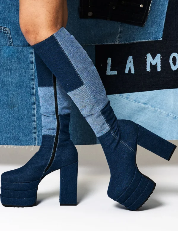 Lamoda Denim | Platform Boots^Talk Of The Town Platform Knee High Boots