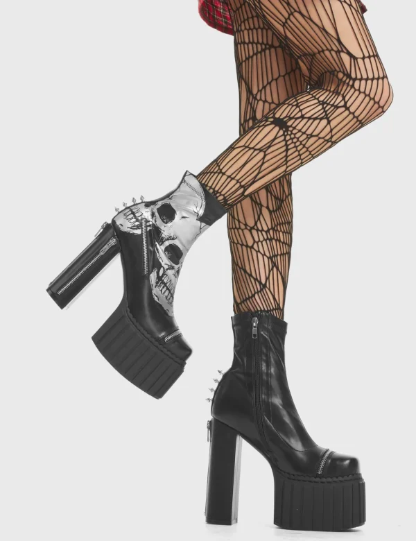 Lamoda Spikes | Metallic^Unbowed Platform Creeper Ankle Boots